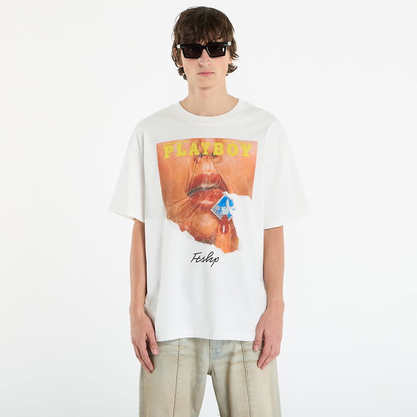 Тениска Footshop Playboy x FTSHP Cover Tee 1973/4 UNISEX Off-White Бяло | FTSHP_522
