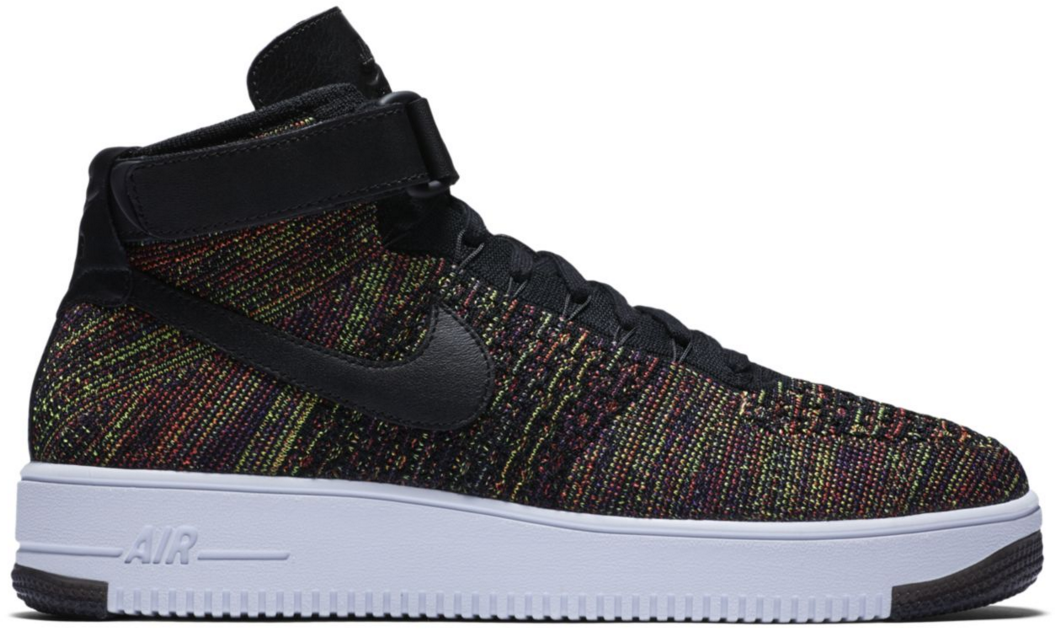 Кецове и обувки Nike Air Force 1 Mid Flyknit Multi-Color Black Черно | 817420-002, 0