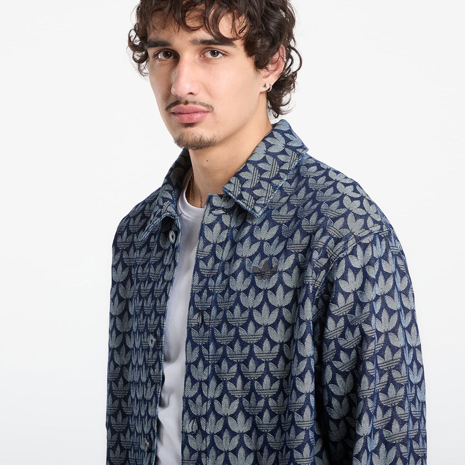 Риза adidas Performance Denim Monogram Shirt Jacket Синьо | KD0397, 1