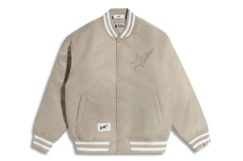 Яке BAPE BAPE x Highsnobiety Nylon Varsity Jacket Charcoal Бежово | 1J73-141-903