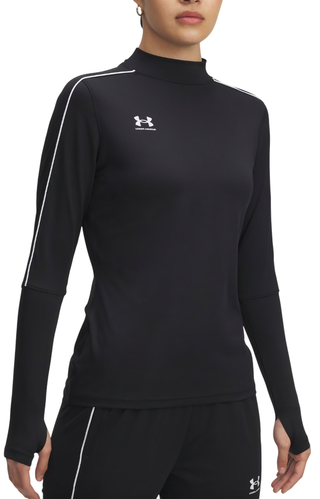 Challenger Midlayer Mock Neck Long-Sleeve Top with Piping Detail and Thumbholes