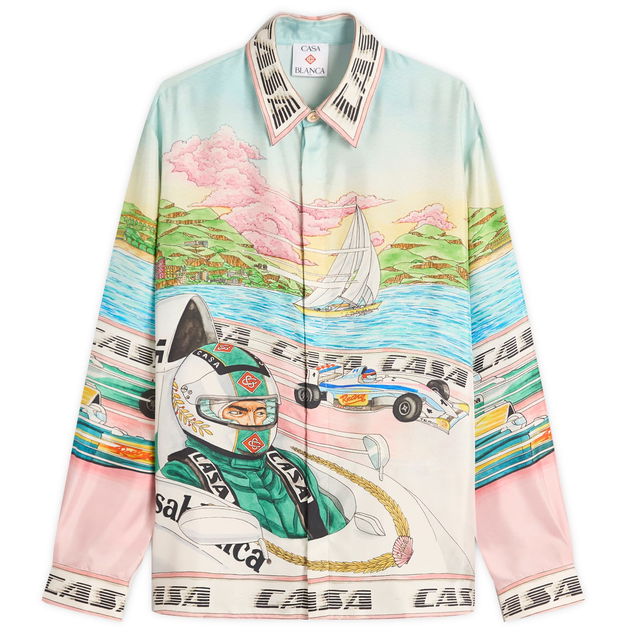 Casablanca Classic Long Sleeve Patterned Silk Shirt, Size Large