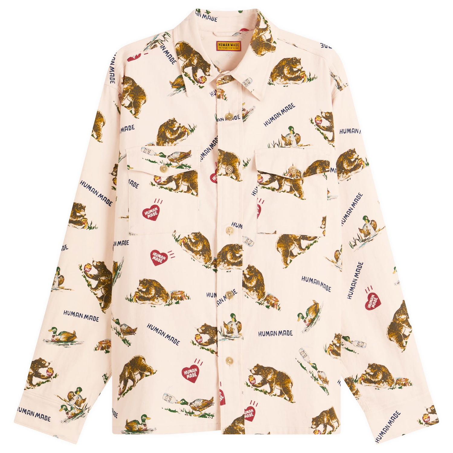 Риза Human Made Bear and Duck Pattern Flannel Shirt Розово | HM30SH011-WHT, 1