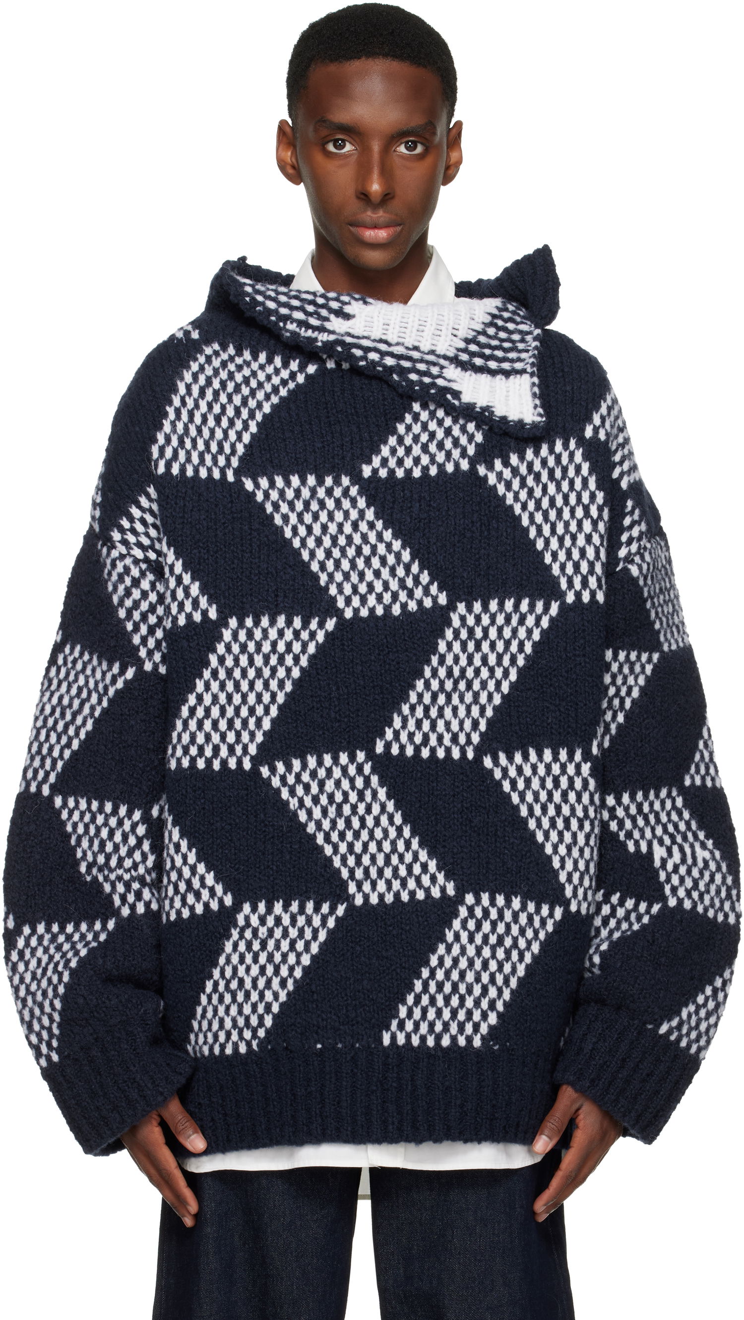 Пуловер Dries Van Noten Dries Van Noten Oversized Geometric Knit Turtleneck Многоцветен | 252-021240-2726, 0