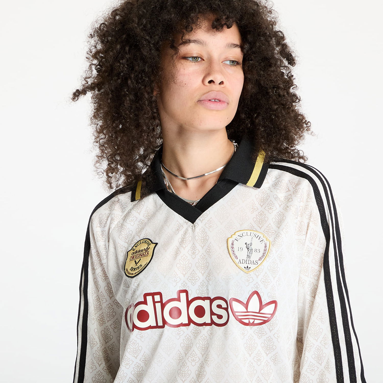 Фланелка adidas Originals Retro Sports Cricket-Inspired Longsleeve Jersey Бяло | KA4381, 1