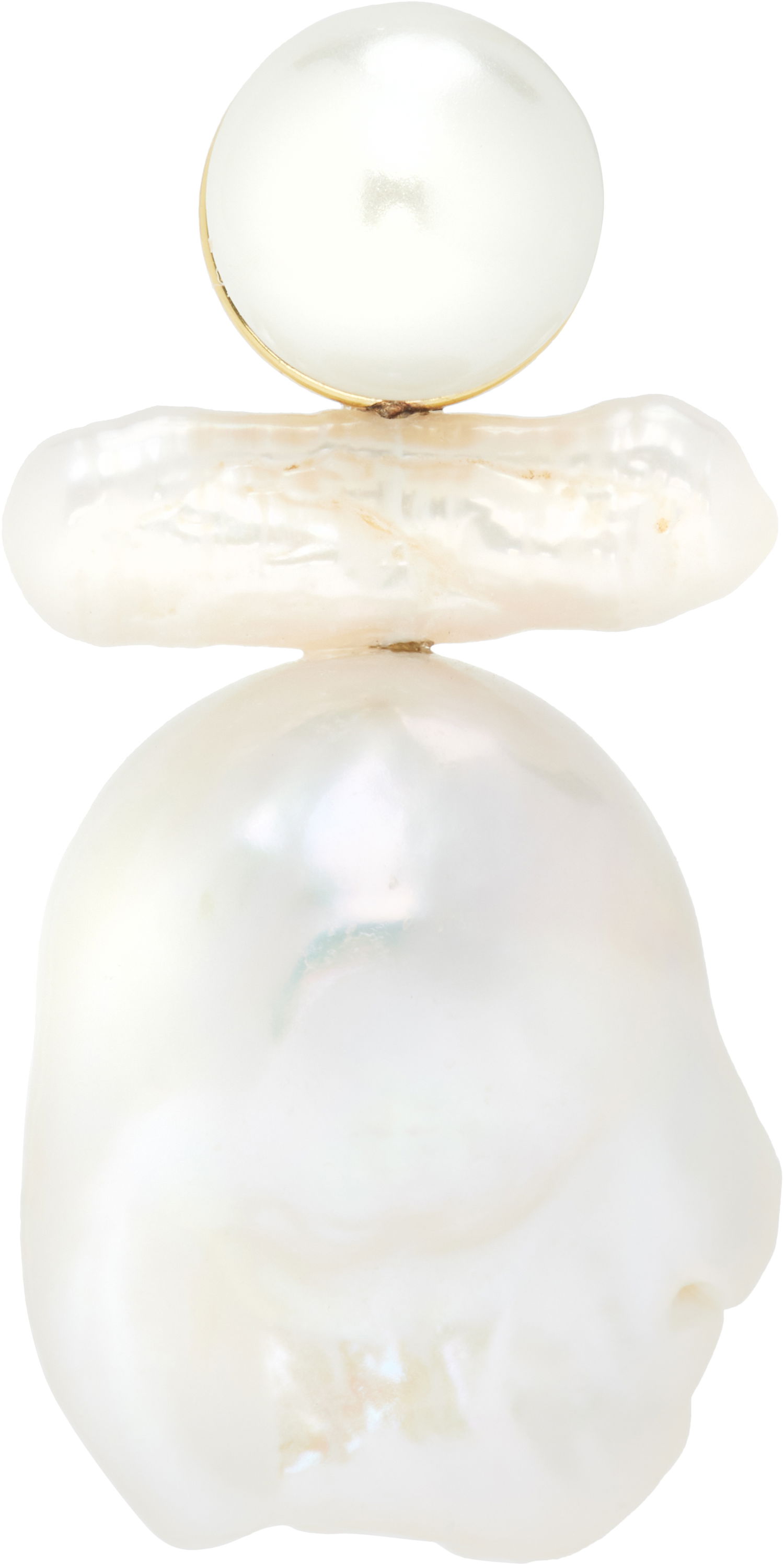 Обеци Simone Rocha Simone Rocha Stacked Baroque Pearl Stud Earring Бяло | ERG534-M SINGLE 0913, 0