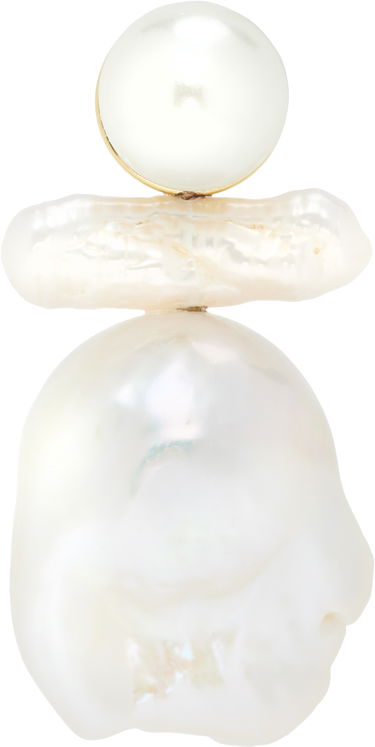 Обеци Simone Rocha Simone Rocha Stacked Baroque Pearl Stud Earring Бяло | ERG534-M SINGLE 0913, 0