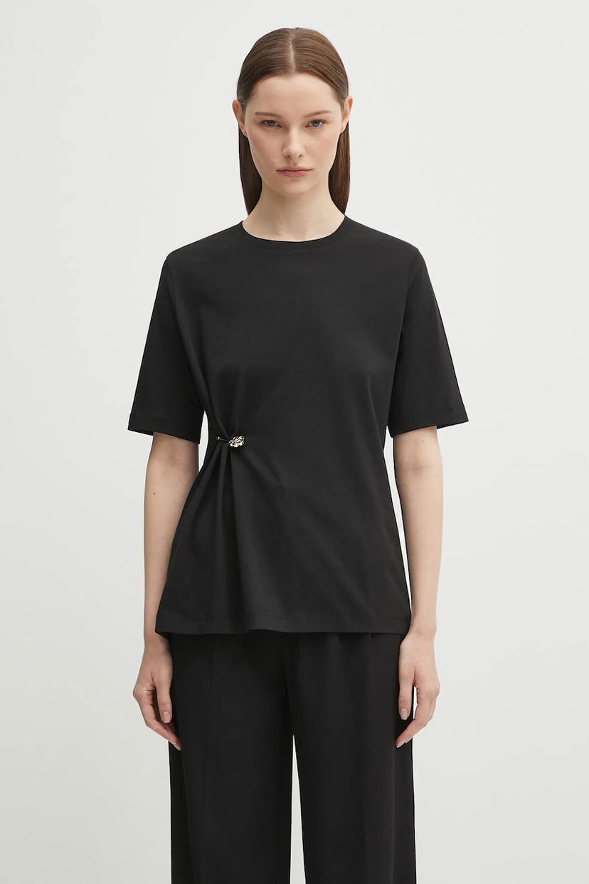 Тениска KENZO Kenzo GOTS Drap Detail Loose T-Shirt Черно | FF62TS3514SG