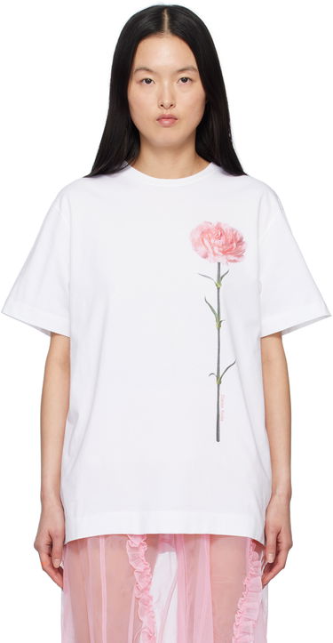 Тениска Simone Rocha Simone Rocha Carnation Print T-Shirt Бяло | 5195P32A-W 0569, 0