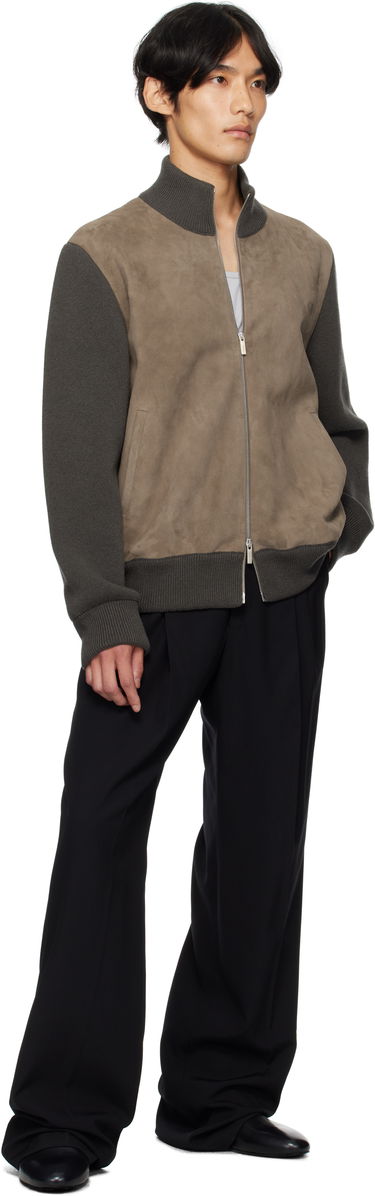 Яке FERRAGAMO Ferragamo Suede and Knit Panel Jacket Сиво | 785964, 3