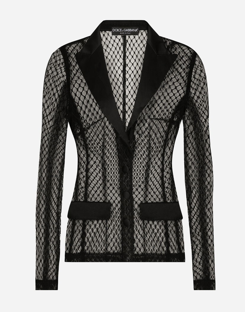 Яке Dolce & Gabbana Single-breasted Mesh Jacket Черно | F27BUTHLM83N0000