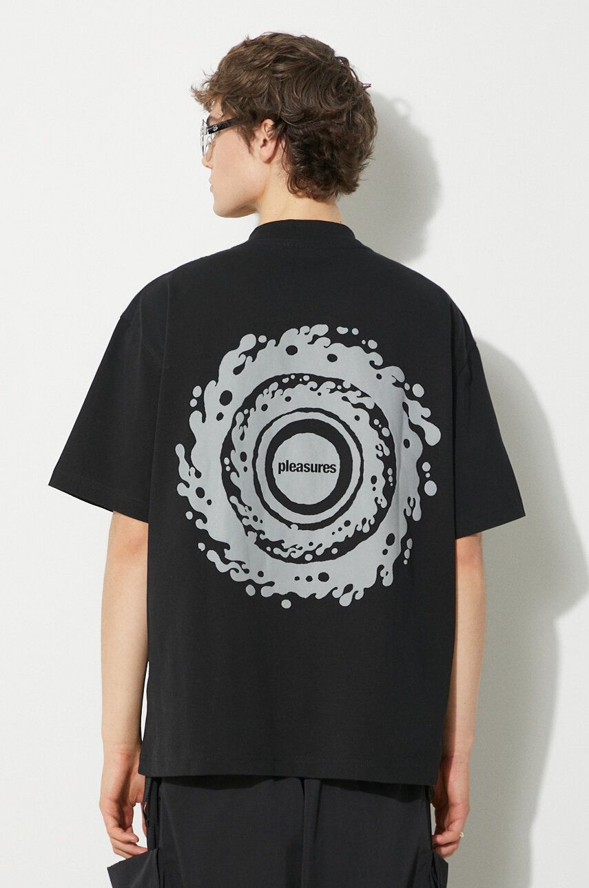 Тениска Pleasures Twirl Henley T-Shirt Print Черно | P24SP022.BLACK, 0