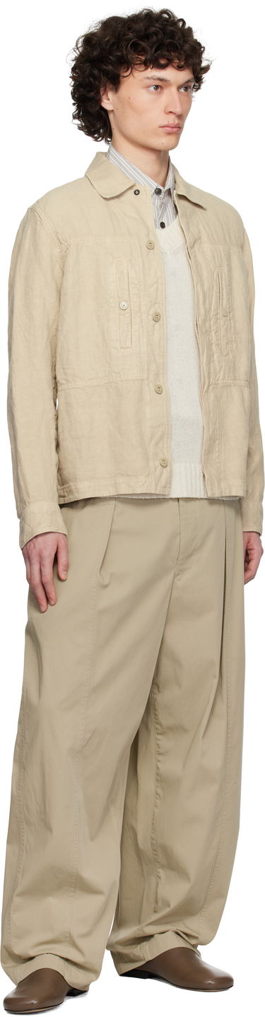 Палта Stone Island Stone Island Diagonal Linen Overshirt Бежово | K1S15 1200010 S00F8, 4