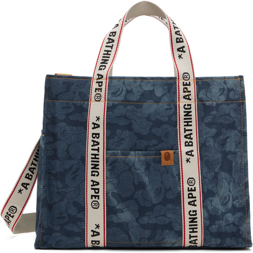 Голяма пазарска чанта BAPE 2Way Denim Tote Синьо | 001BAK801007M