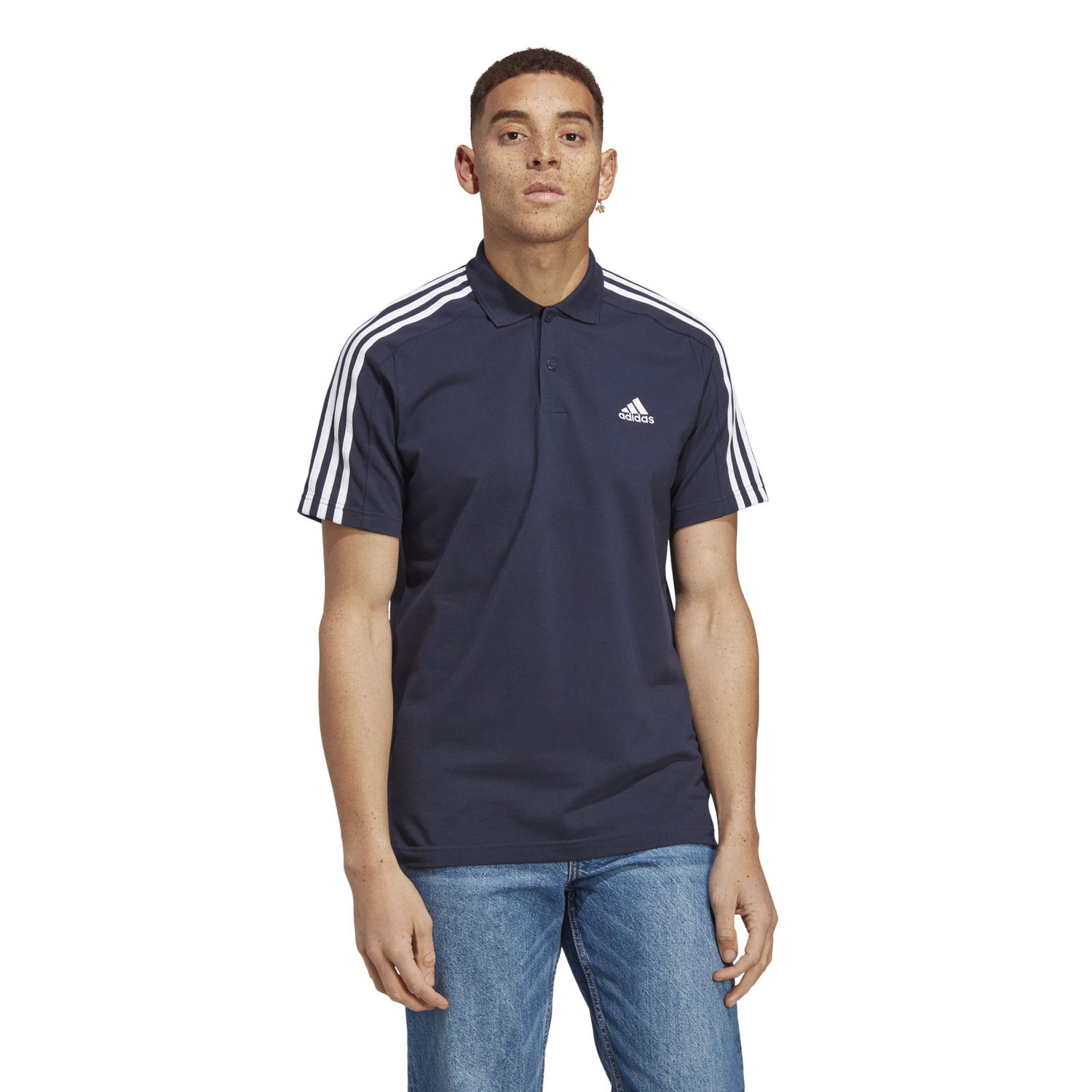 Поло тениска adidas Performance 3-Stripes Polo Shirt Тъмно синьо | IC9311, 1