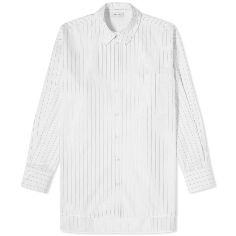 Риза Anine Bing Chrissy Pinstripe Shirt Бяло | A-07-5830-104