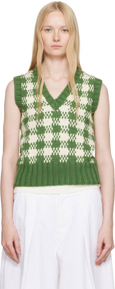 Пуловер YMC YMC Heidi Checkered Knit Vest Зелено | Q8YAB, 0
