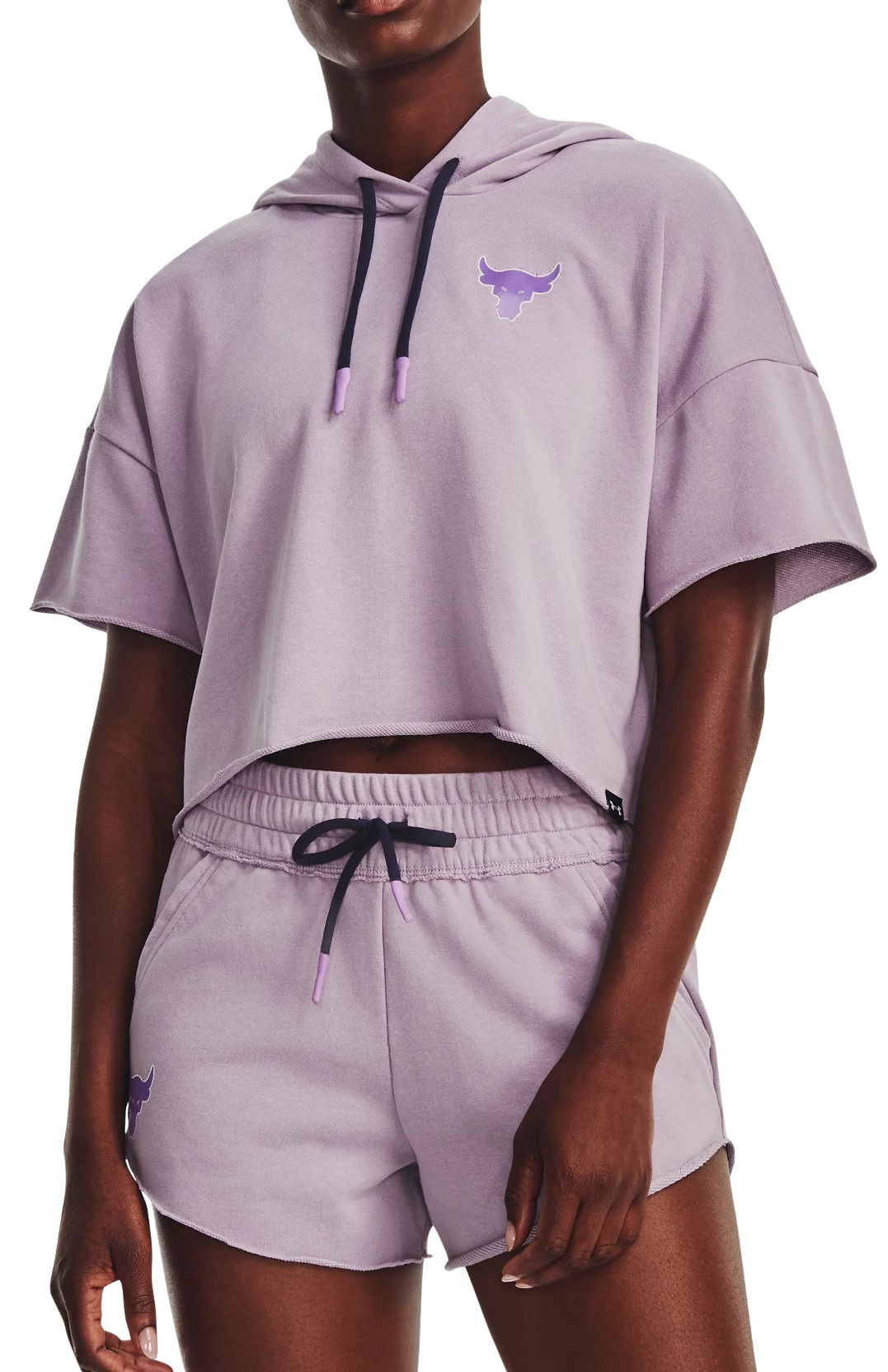 Суитчър Under Armour Project Rock SS Terry Cropped Hoodie Лилаво | 1376296-554, 0