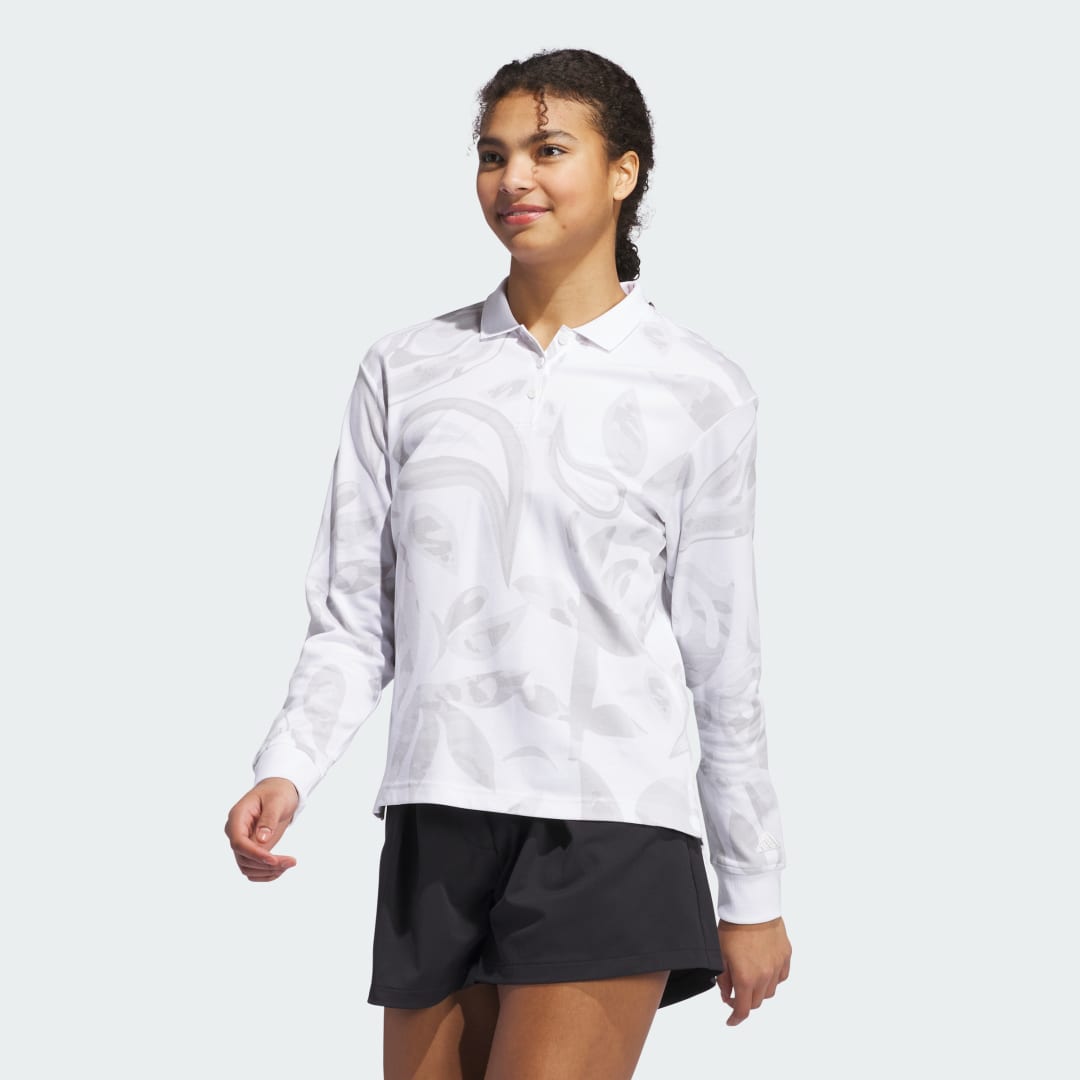 Поло тениска adidas Performance Floral Print Long Sleeve Polo Shirt Бяло | IX8742, 0