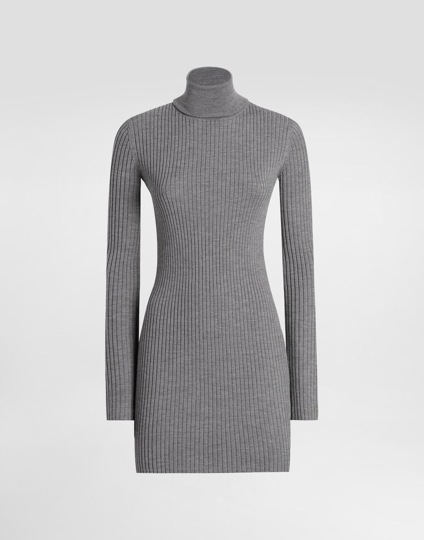 Pокля Dolce & Gabbana Dolce & Gabbana Turtleneck Long Wool Dress Сиво | FXS46TJDVDCN0497