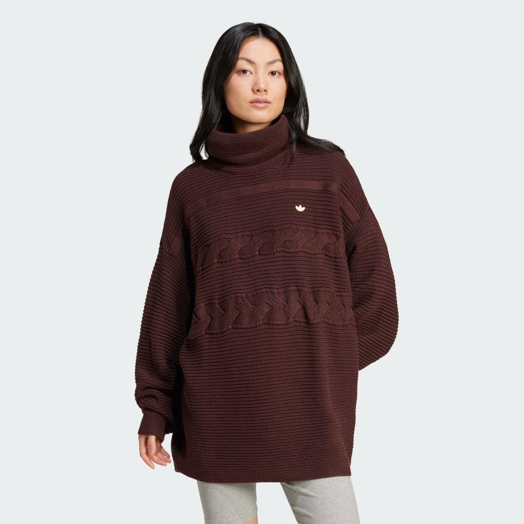 Пуловер adidas Performance Oversized Knit Turtleneck Sweater Кафяво | IX0966, 0