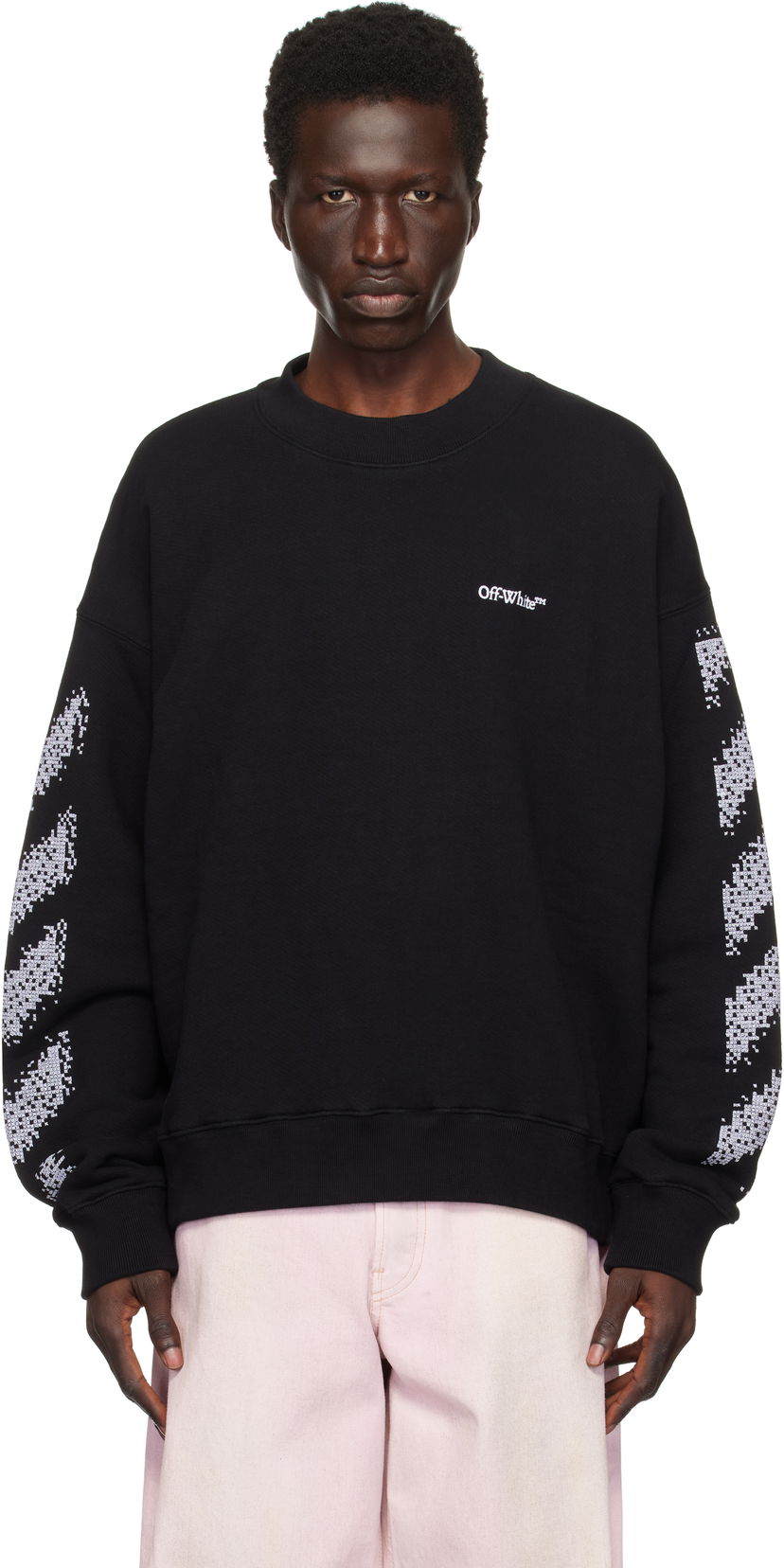 Суитчър Off-White Pixel Diag Sweatshirt Черно | OMBA054F24FLE0031001