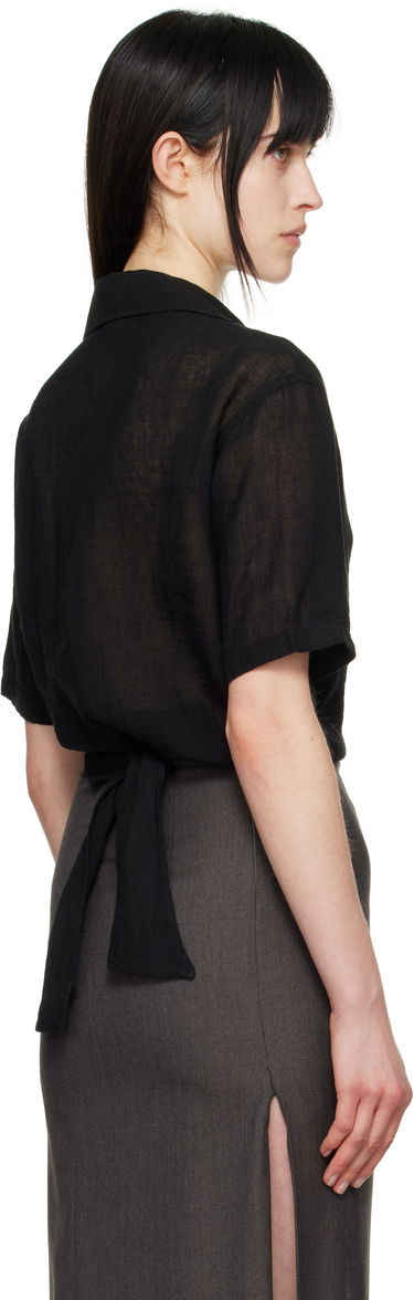 Поло тениска OUR LEGACY Our Legacy Nannas Linen Polo Shirt Черно | W2252NB, 2