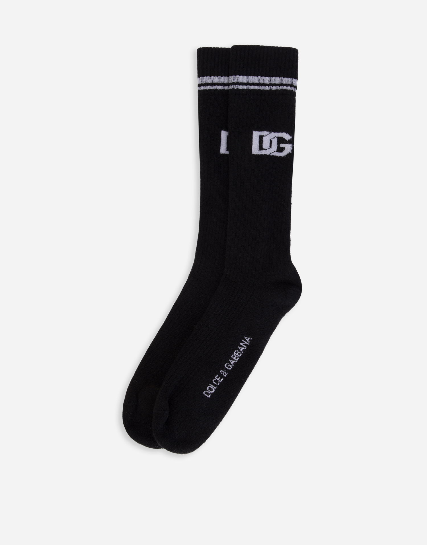 Чорапи Dolce & Gabbana Stretch Cotton Socks With Jacquard Dg Logo XL Черно | GXI30TJACLTS9001, 1