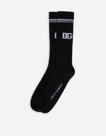 Чорапи Dolce & Gabbana Stretch Cotton Socks With Jacquard Dg Logo XL Черно | GXI30TJACLTS9001, 1