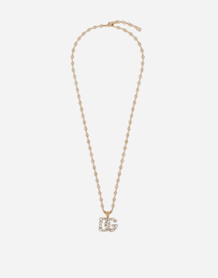 Колие Dolce & Gabbana Necklace With Rhinestone Dg Logo Металик | WNQ6L6W1111ZOO00