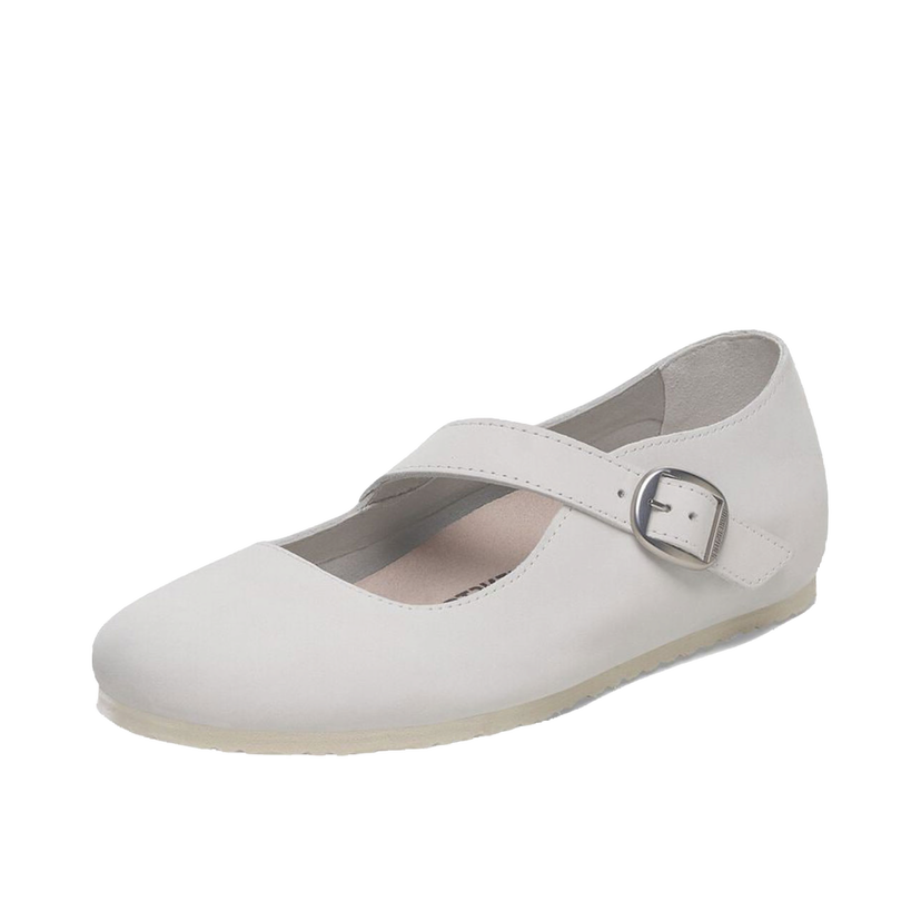 Кецове и обувки Birkenstock Tracy Nubuk Leather Regular Fit Mary Jane Buckle Flat Бяло | 1029772
