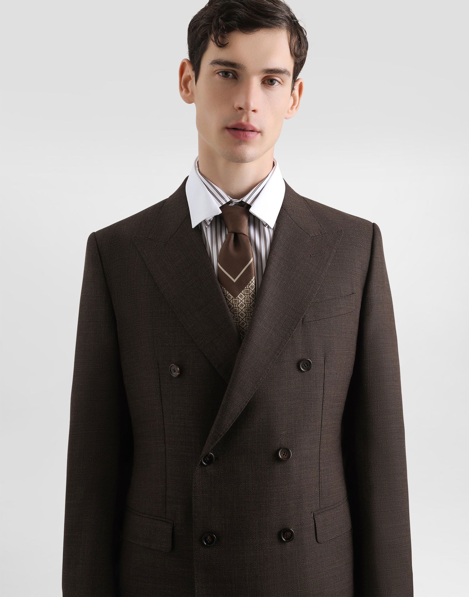 Яке Dolce & Gabbana Dolce & Gabbana Double-breasted Taormina Wool Jacket Кафяво | G2NW1TFU25ES8230, 1