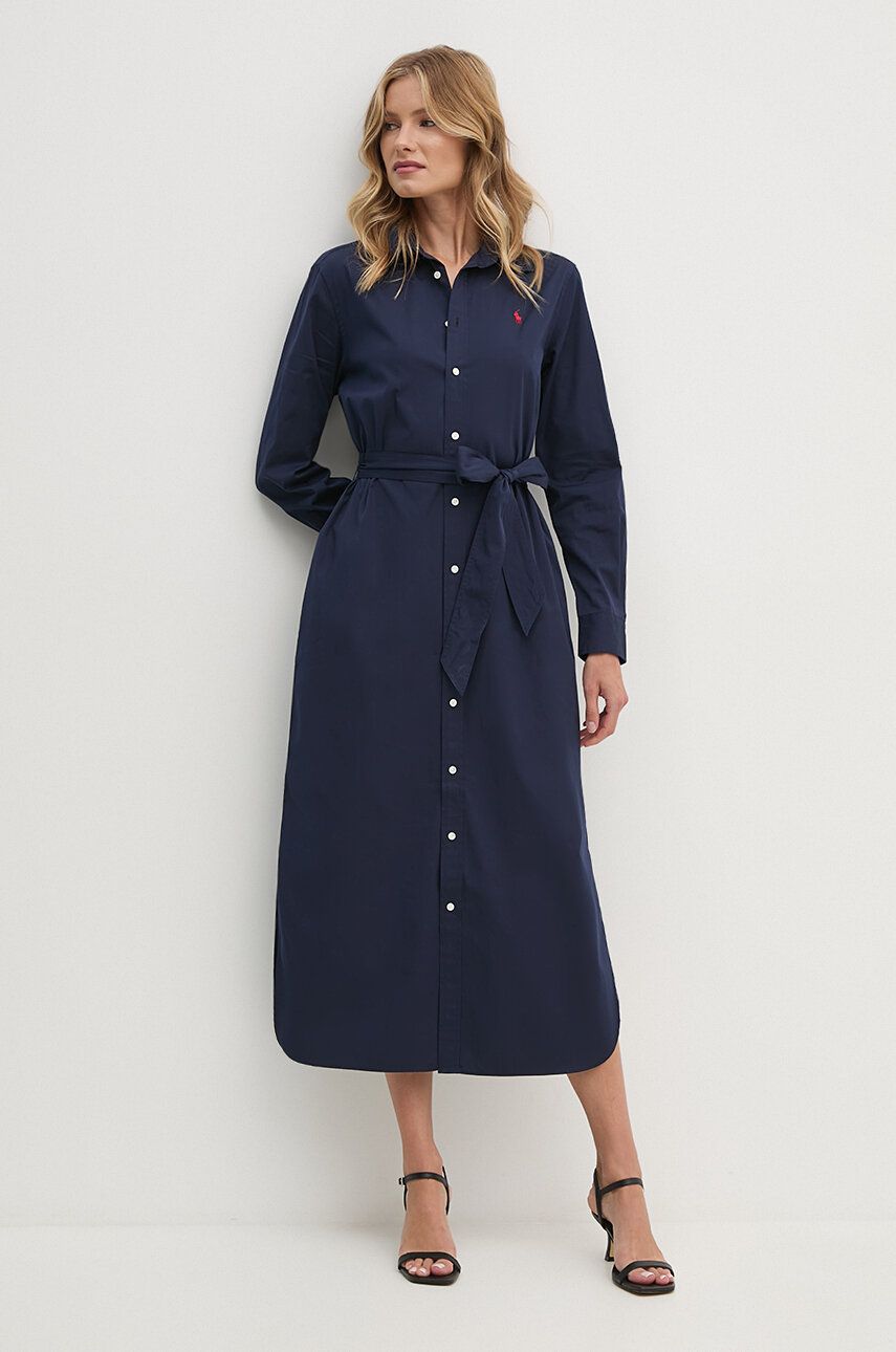 Pокля Polo by Ralph Lauren Long Sleeve Midi Shirt Dress Синьо | 211944007, 0