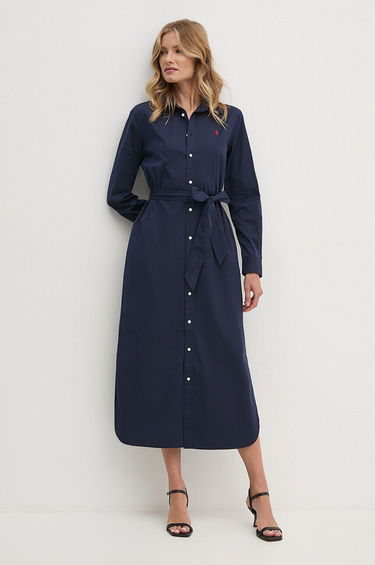 Pокля Polo by Ralph Lauren Long Sleeve Midi Shirt Dress Синьо | 211944007, 0