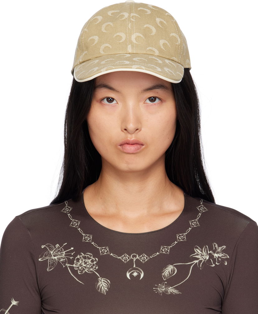 Шапка с козирка Marine Serre Moon Jacquard Twill Cap Бежово | UHG049A