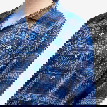 Риза BEAMS Beams Plus Open Collar Print Shirt, Size Medium Синьо | 3811-0895-139-78, 5