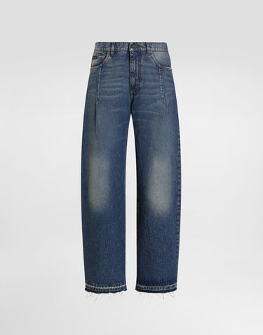 Дънки Dolce & Gabbana Dolce & Gabbana Washed Wide Leg Cotton Denim Jeans with Frayed Hem Синьо | GP16UDG8NZ2S9001_1, 0