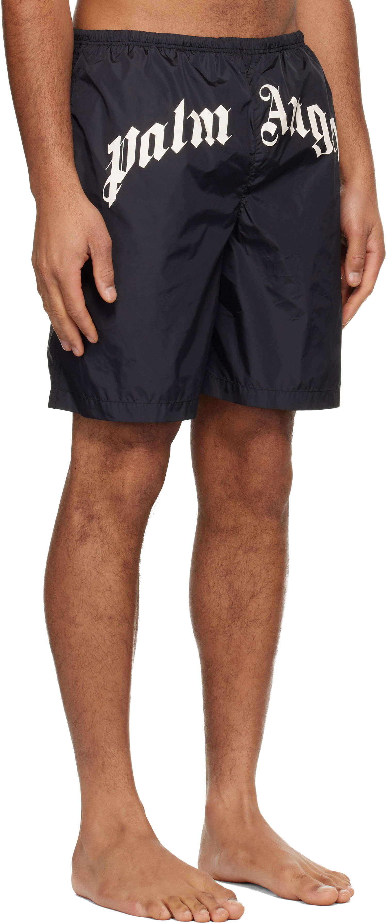 Бански Palm Angels Curved Logo Swim Shorts Черно | PMFD018C99FAB0011003, 1