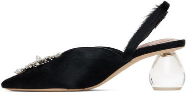 Кецове и обувки Simone Rocha Simone Rocha Pointed Slingback Heels with Crystal Embellishment Черно | LH14B 0794, 2