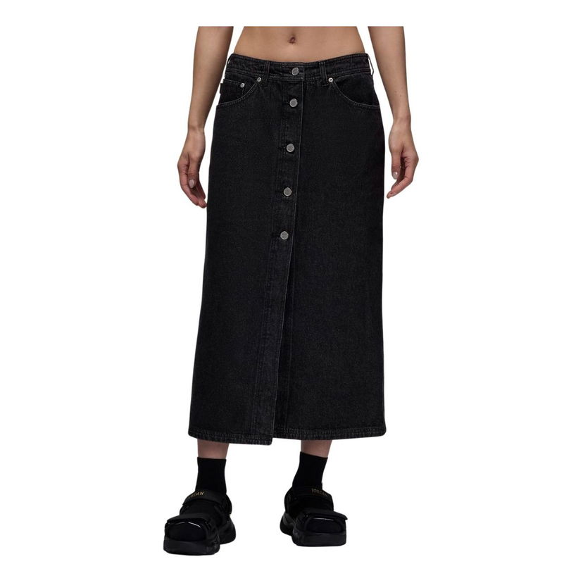 Пола Jordan Denim Button-Front Midi Skirt Черно | FV7096-010