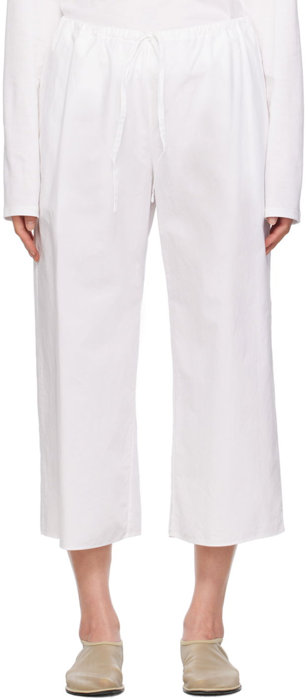 Панталони The Row Wide Leg Drawstring Trousers Бяло | 7891-W2517