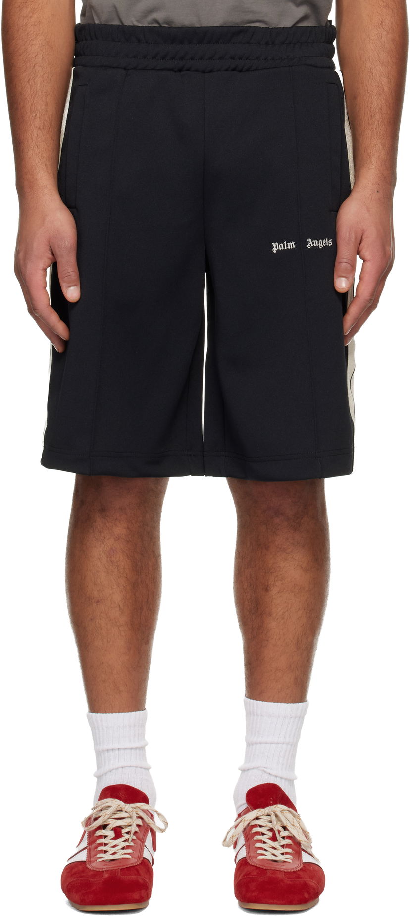 Къси панталони Palm Angels Classic Logo Track Shorts Черно | PMCL009C99FAB0011003