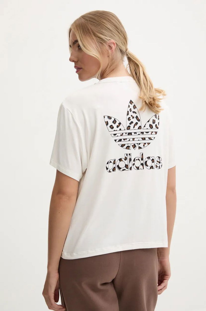 Тениска adidas Originals Trefoil Leopard T-shirt Бежово | IW8483