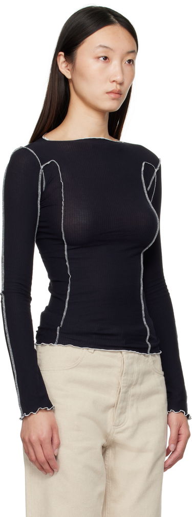 Тениска Baserange Baserange Omato Long Sleeve T-Shirt Черно | TTOML-CR-AU25, 1
