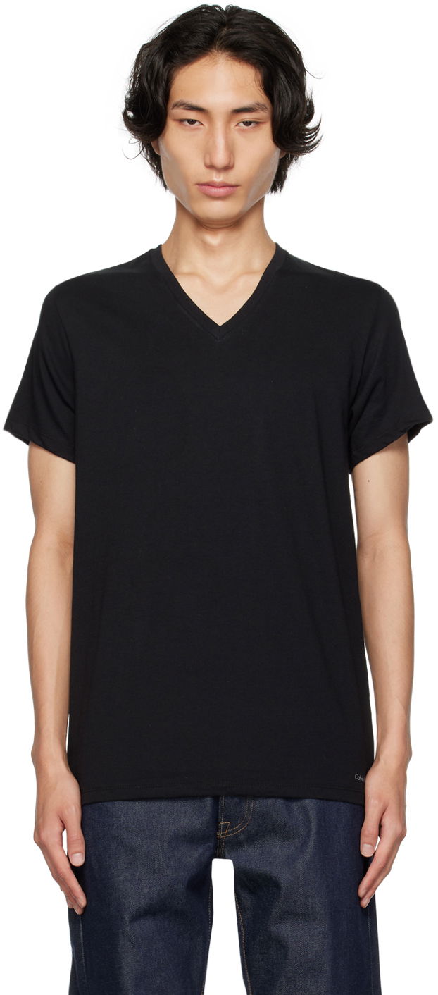 Тениска CALVIN KLEIN Underwear Three-Pack V-Neck T-Shirts Черно | NB4012G, 0