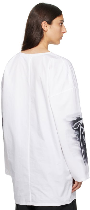 Тениска We11done Raw Edge Graphic Long Sleeve T-Shirt Бяло | WD-SH3-23-185-U-WH, 2