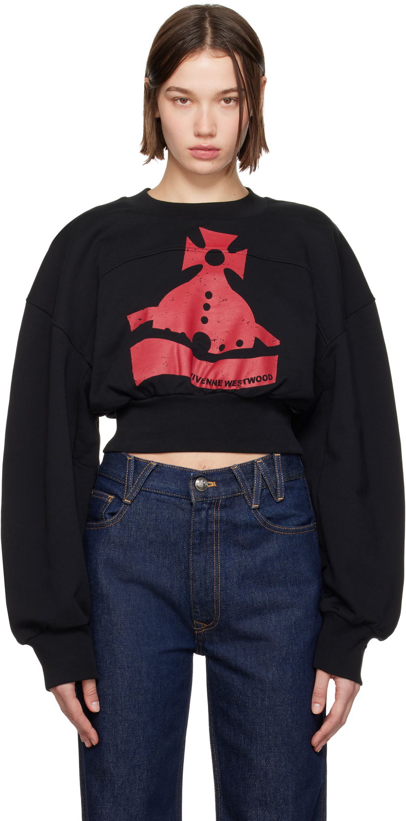 Суитчър Vivienne Westwood Orb Crop Sweatshirt Черно | 1I01000L-J006O-