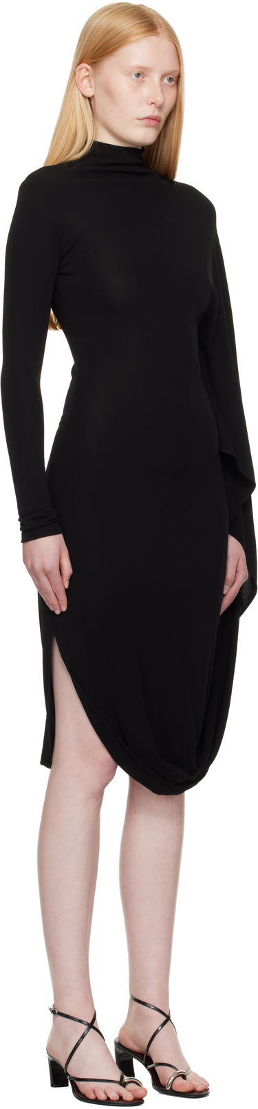 Pокля Stella McCartney Stella McCartney Asymmetric Cape Midi Dress Черно | 6A05563GU301, 1