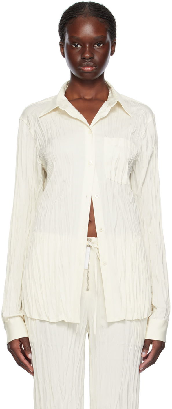 Риза Helmut Lang Helmut Lang Crushed Button-Down Shirt Бяло | O01HW520