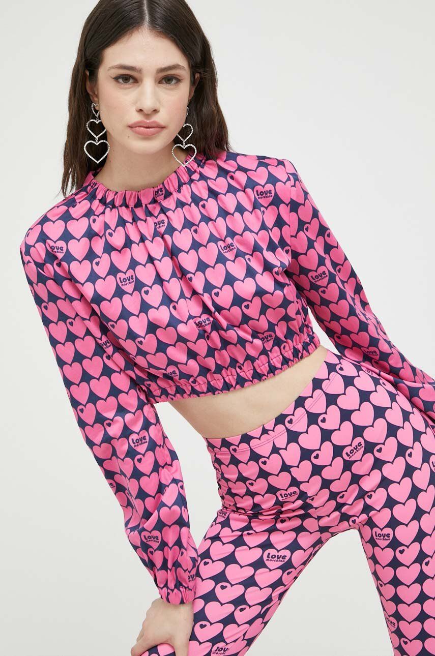 Риза Moschino CROPPED STRETCH SATIN ALL-OVER HEARTS BLOUSE Розово | W.C.E70.00.S.3957, 0